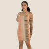 Nude ruched mini dress - Riot Nation 