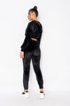 Black Velour Cropped Hoodie & Jogger Lounge Set - Riot Nation 